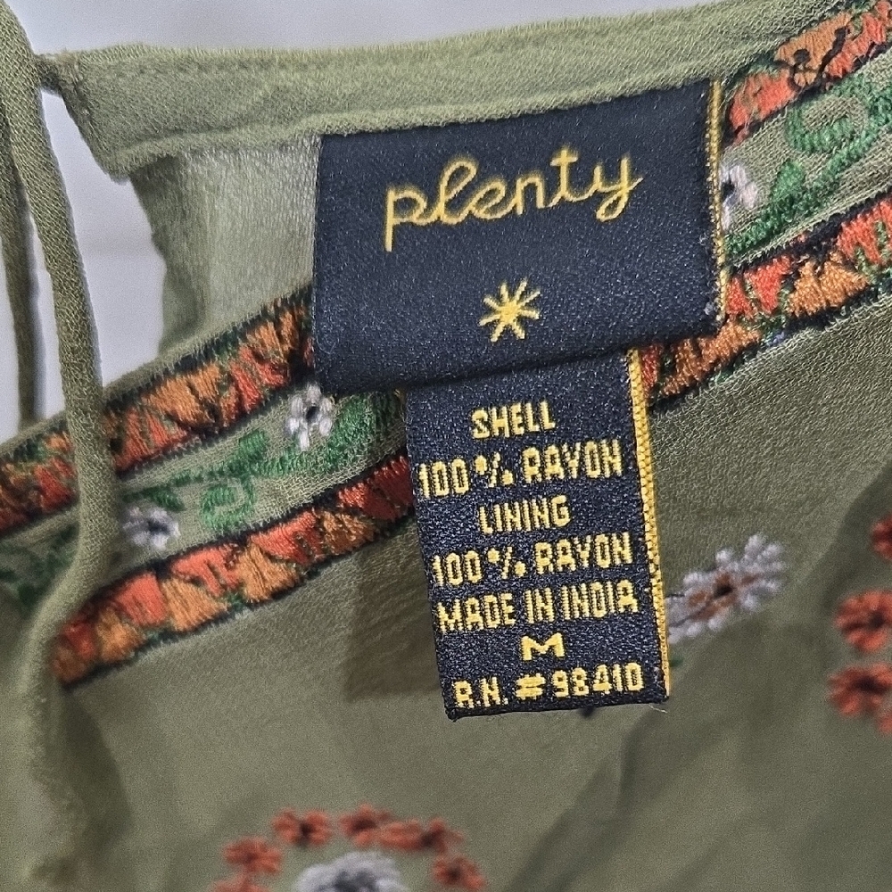 Embroidered Olive Green Dress - Medium - Picture 5 of 9